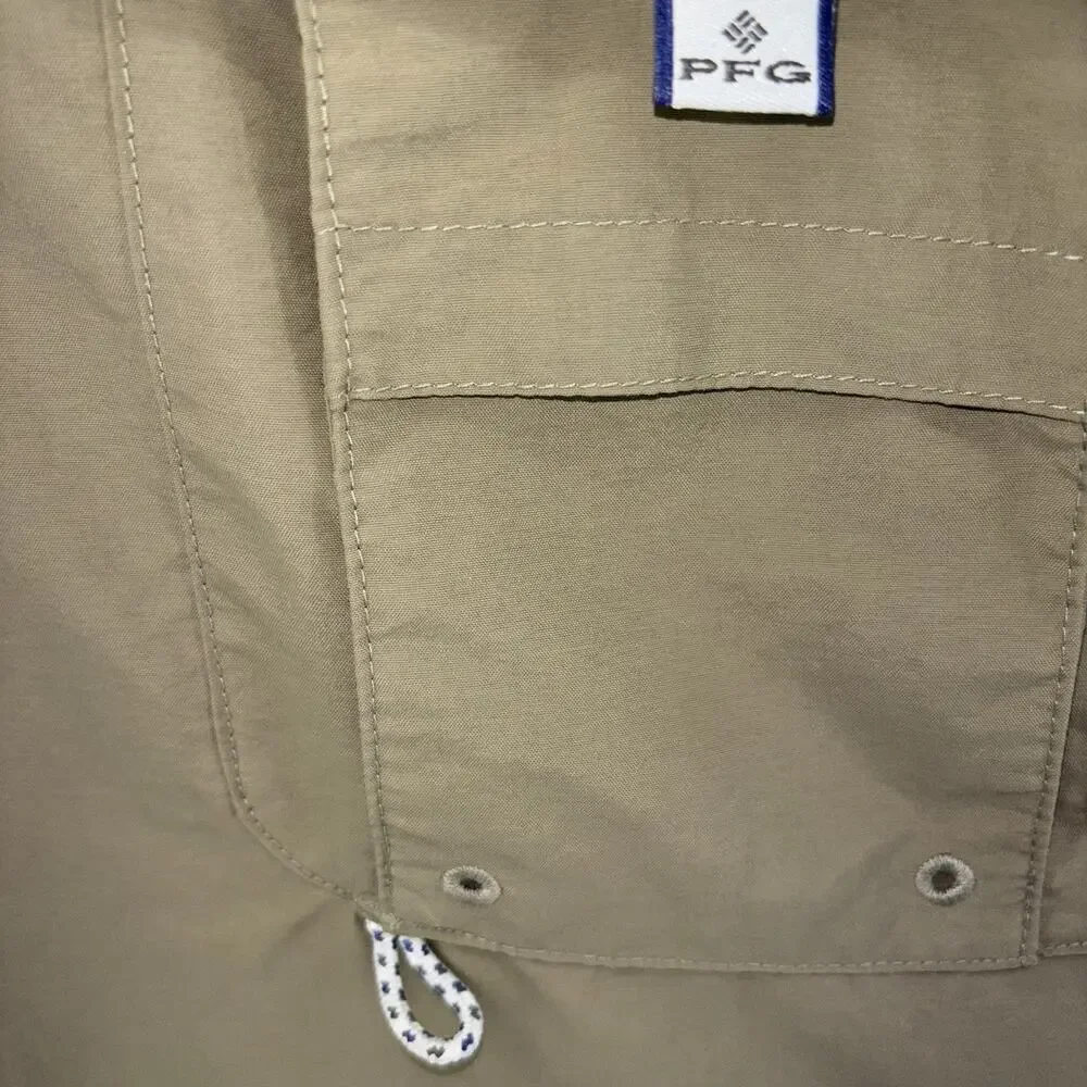 Columbia PFG Omni-Shade Shirt Men's Size XL/TG Tan Nylon Vented Fishing - Picture 3 of 8